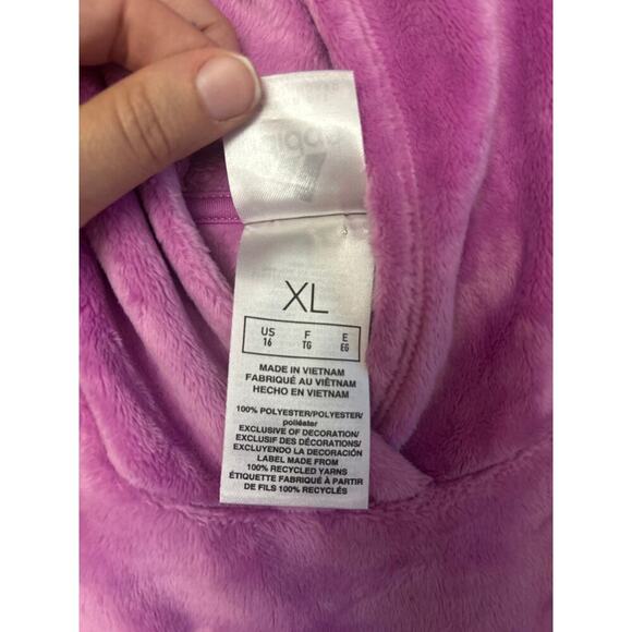 Fuzzy Pink Adidas Girls Hoodie with front pocket size XL size 16 velour feel - Picture 6 of 8